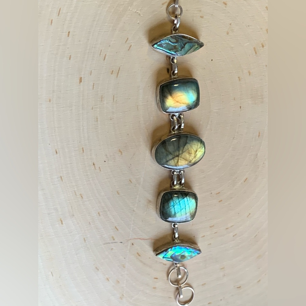 Labradorite & Abalone sterling silver Bracelet